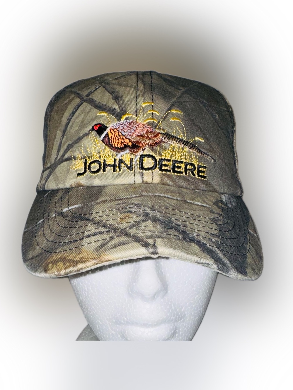 Vintage Y2K John Deere Pheasant Realtree Camo Snap Back Baseball Cap, One Size